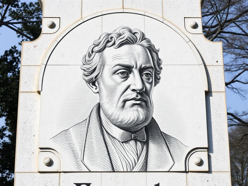 Engraving of a portrait on a monumentфото